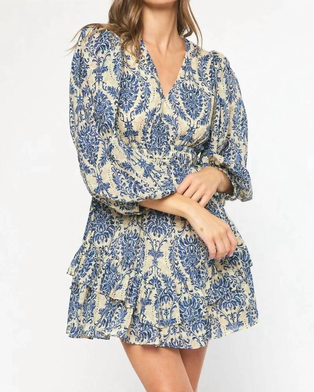 NEW ENTRO fleur mini dress in blue